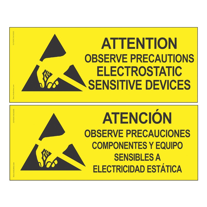 Static Sign, Attention, Observe Precautions, English,SpanishDesco