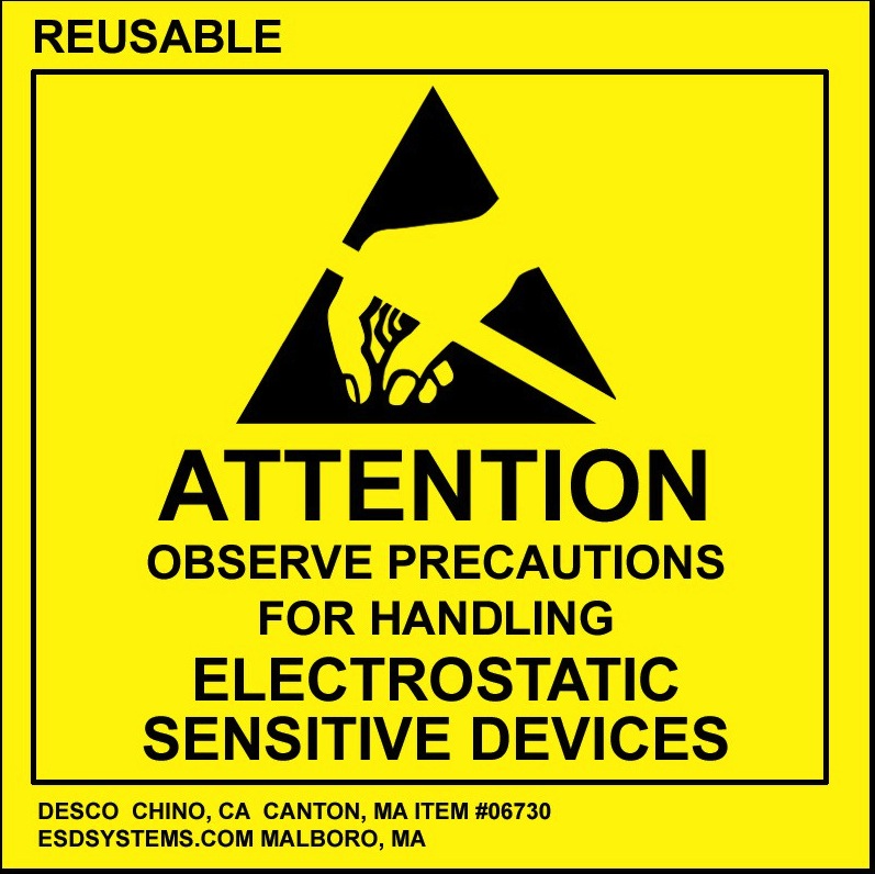 Label,Attention, RS-471, Reusable, 2" x 2"Desco