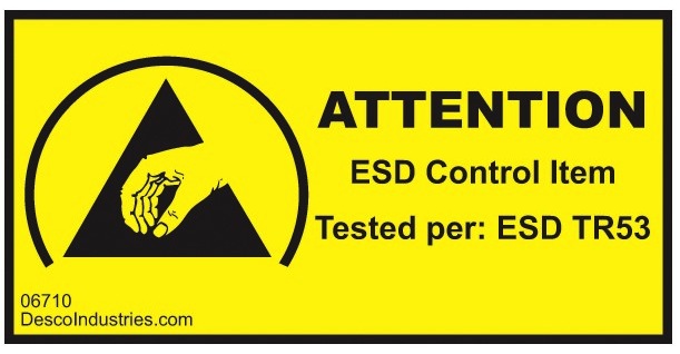Label,ESD Control Item Tested, 2" x 2"Desco