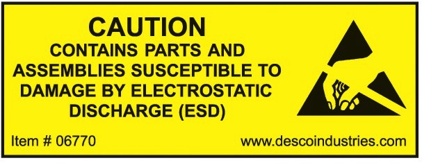 Label,Equipment Containing ESDS, 3/4" x 2"Desco