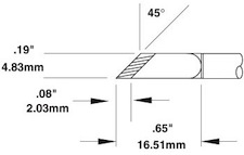 700 Series Cartridge, Knife Drag Tip for MX-500 45º 2.03mm SMTC-1161Metcal