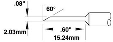 700 Series Cartridge, Long Hoof Drag Tip for MX-500 60º 2.03mm SMTC-1169Metcal
