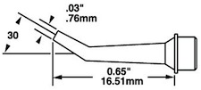 700 Series Cartridge, Bent Conical Microfine Tip for MX-500 30º .76mm SMTC-1171Metcal