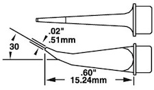 700 Series Cartridge, Bent Conical Microfine Tip for MX-500 30º .51mm SMTC-1172Metcal