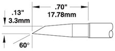 500 Series Cartridge, Hoof Drag Tip for MX-500 60º 3.30mm SMTC-5147Metcal