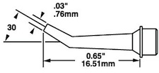 500 Series Cartridge, Bent Conical Microfine Tip for MX-500 30º .76mm SMTC-5171Metcal
