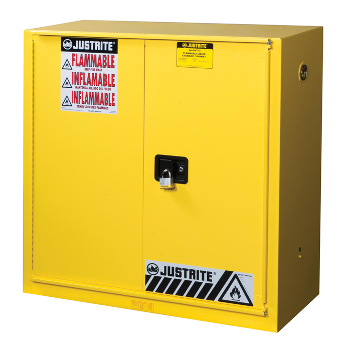 Flammables Cabinet, 30 Gallon, Sliding Self-Closing DoorJustrite