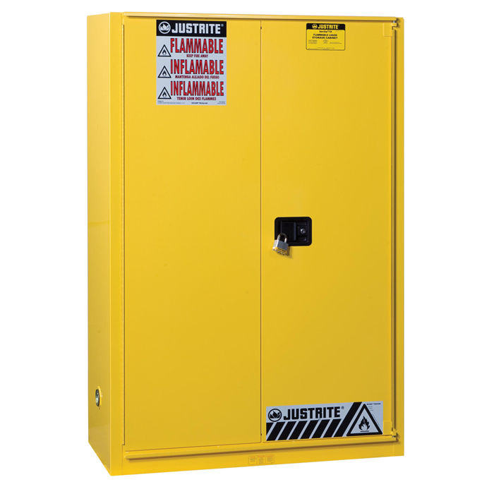 Flammables Cabinet, 45 Gallon, Sliding Self-Closing DoorJustrite
